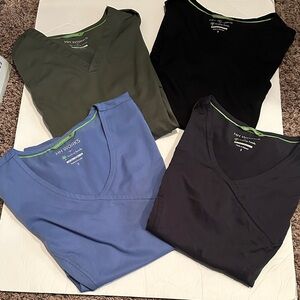 Healing Hands Works Scrub Top Lot- Black, Blue, Grey and Green Size Small